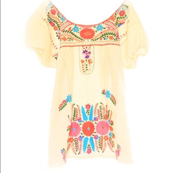 Mexican dress Bohemian Tunic Embroidered